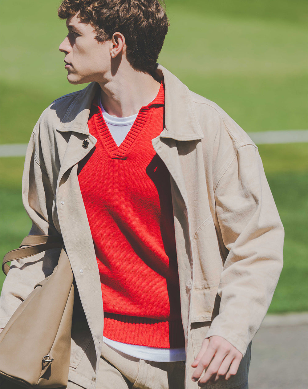 Buzo tipo polo regular tejido de punto rojo hombre