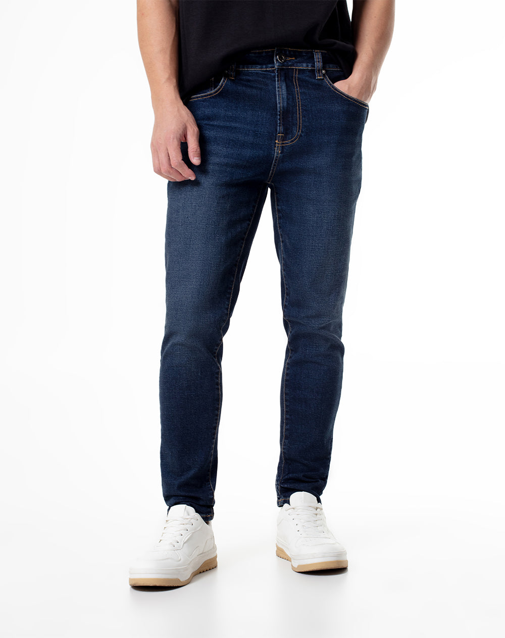 Jean skinny 68% algodón índigo oscuro hombre