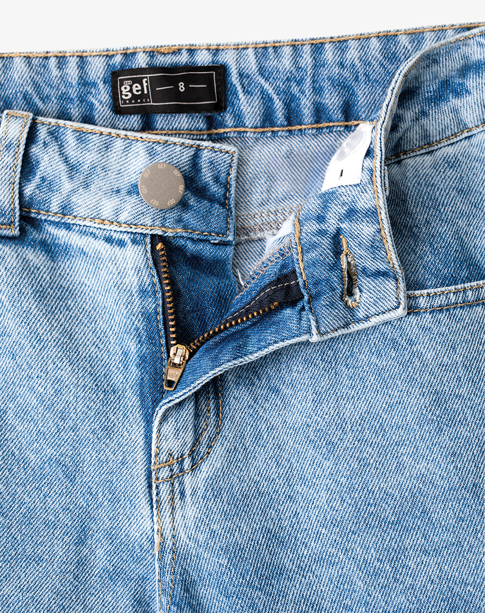 Jean loose fit tiro alto indigo medio