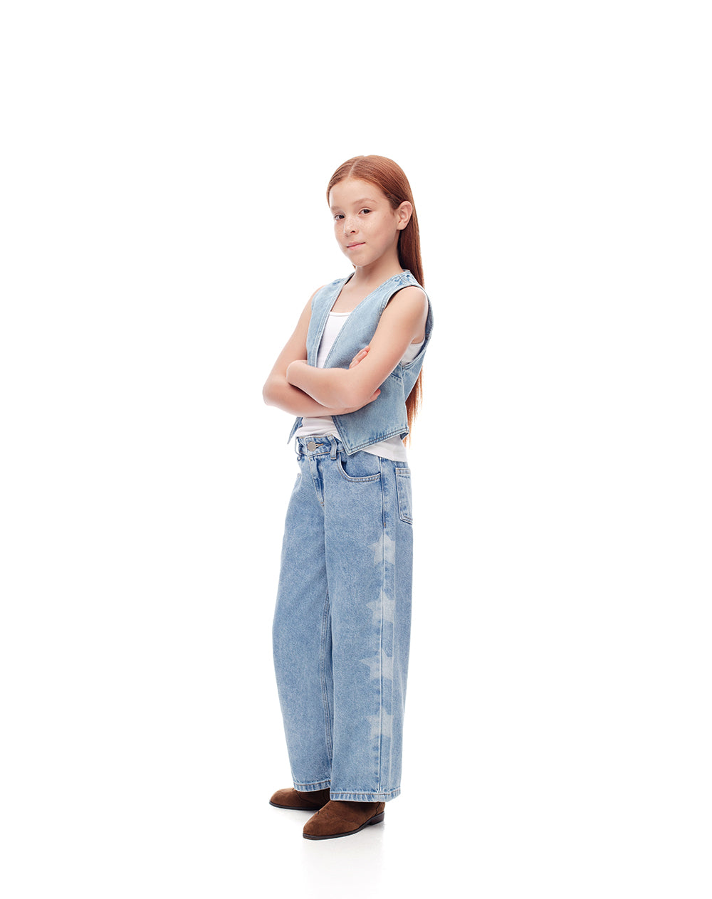 Jean loose fit tiro alto indigo medio