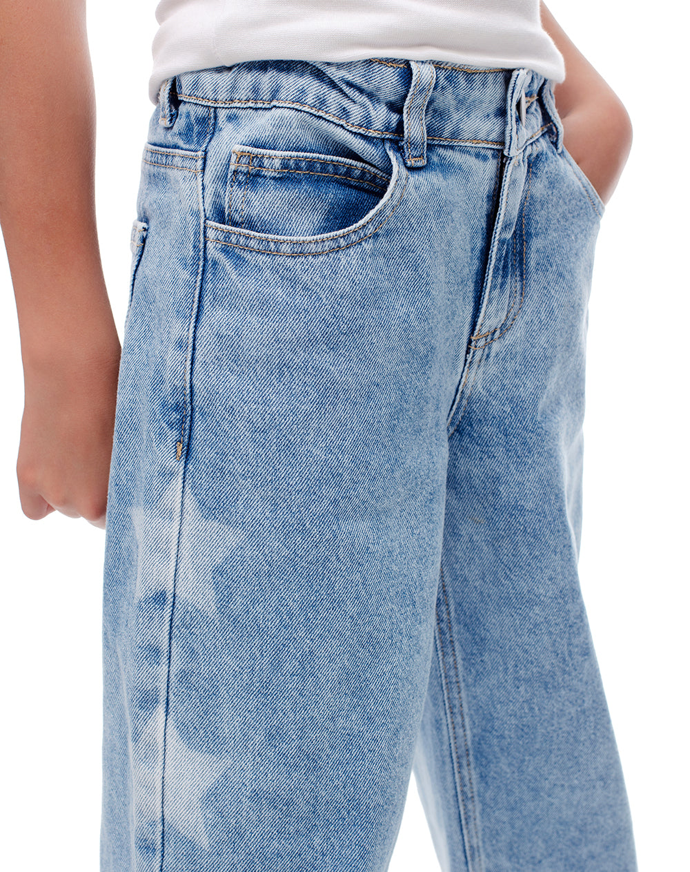 Jean wide leg tiro alto índigo medio niña