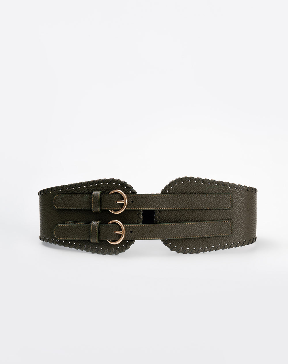 Cinturón fajón doble hebilla verde mujer