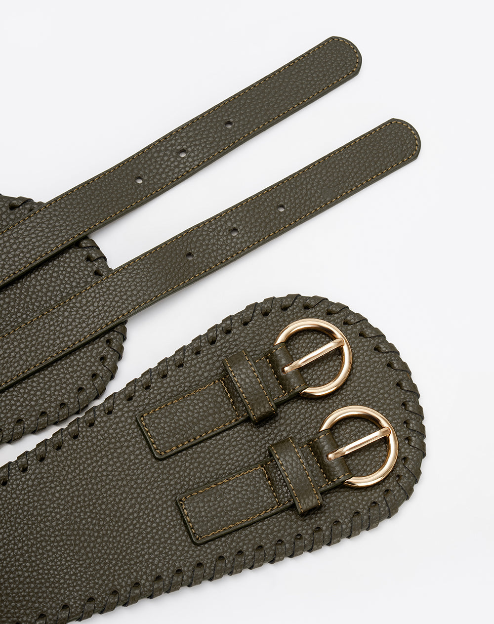 Cinturón fajón doble hebilla verde mujer