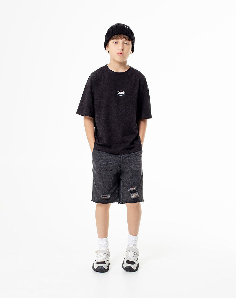 Bermuda regular fit denim gris