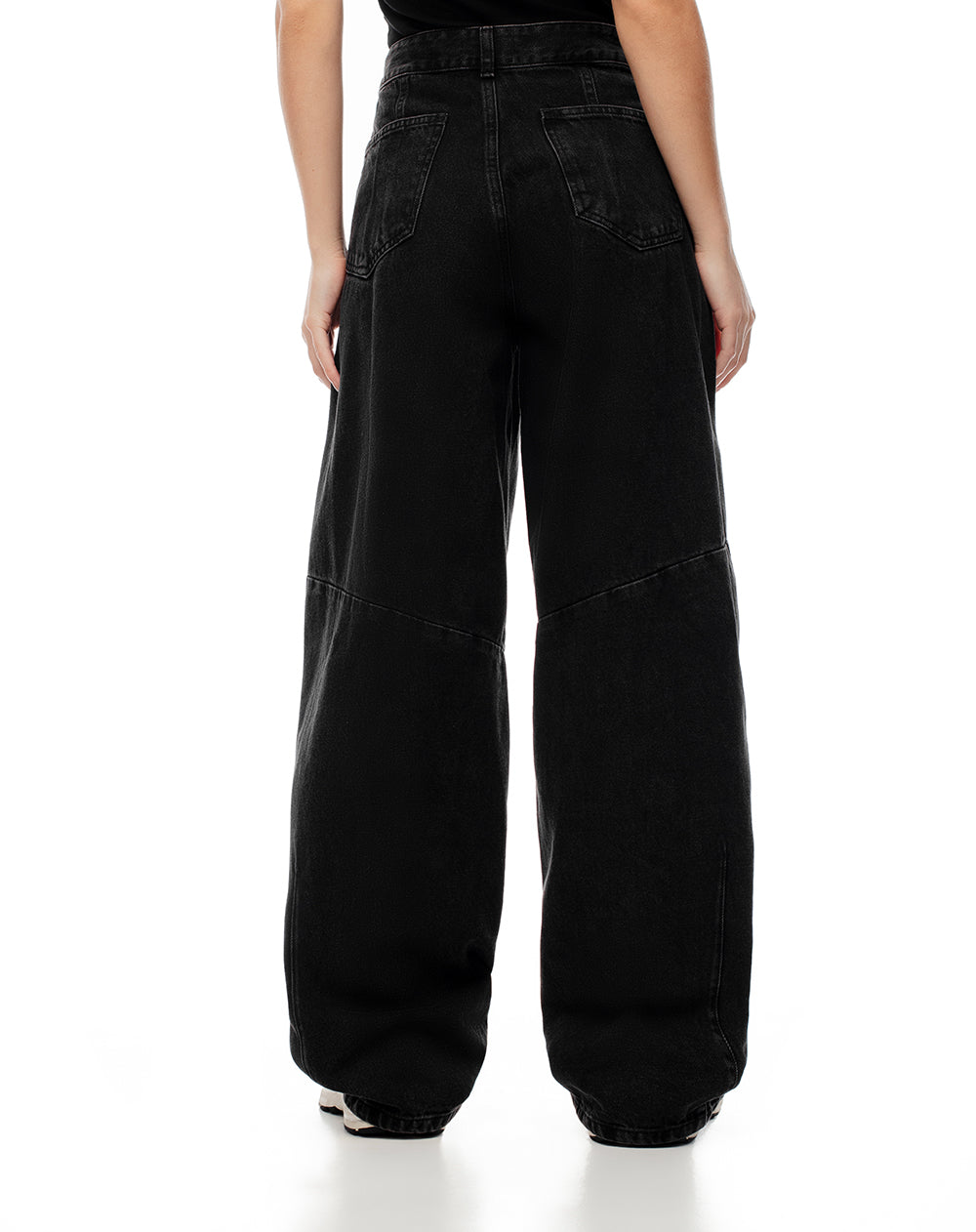 Jean baggy tiro medio 4 bolsillos negro para mujer