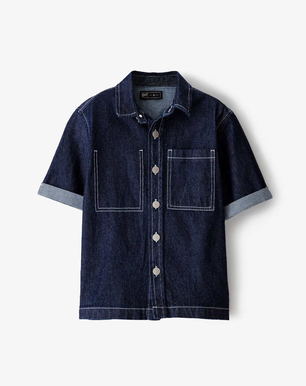 Camisa regular fit manga larga índigo oscuro