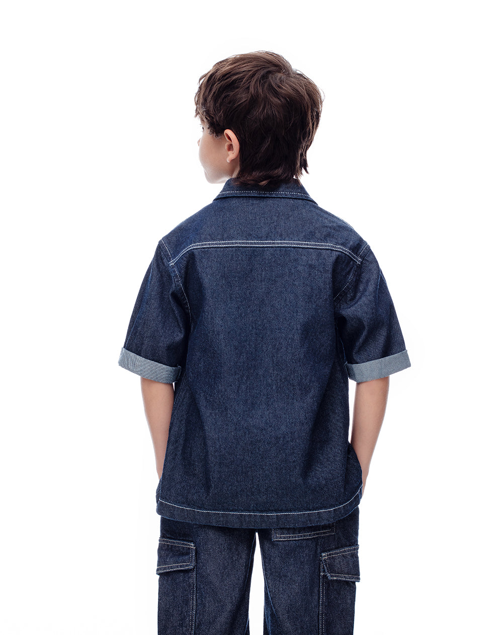 Camisa regular fit manga larga índigo oscuro
