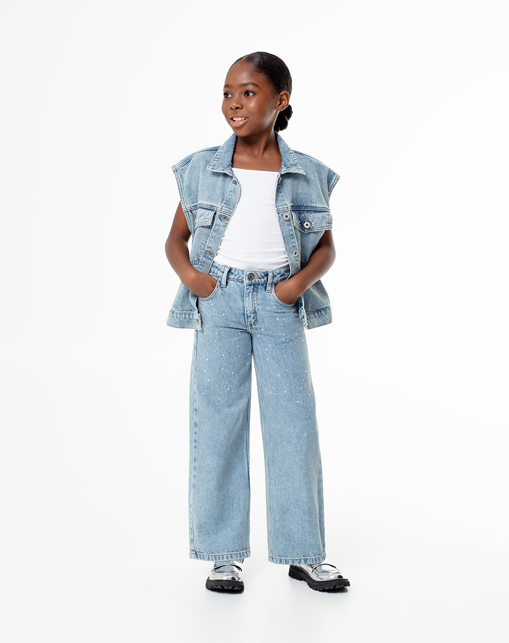 Jean loose fit tiro medio indigo
