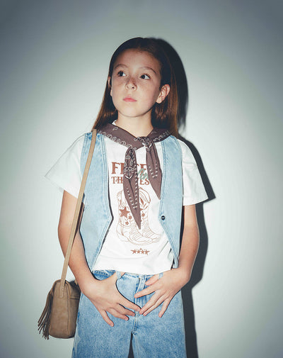 Chaleco denim regular índigo medio niña