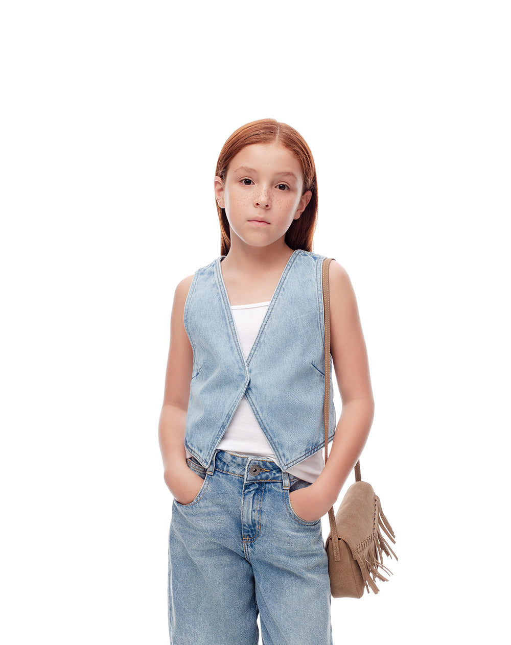 Chaleco regular fit sin capucha indigo medio