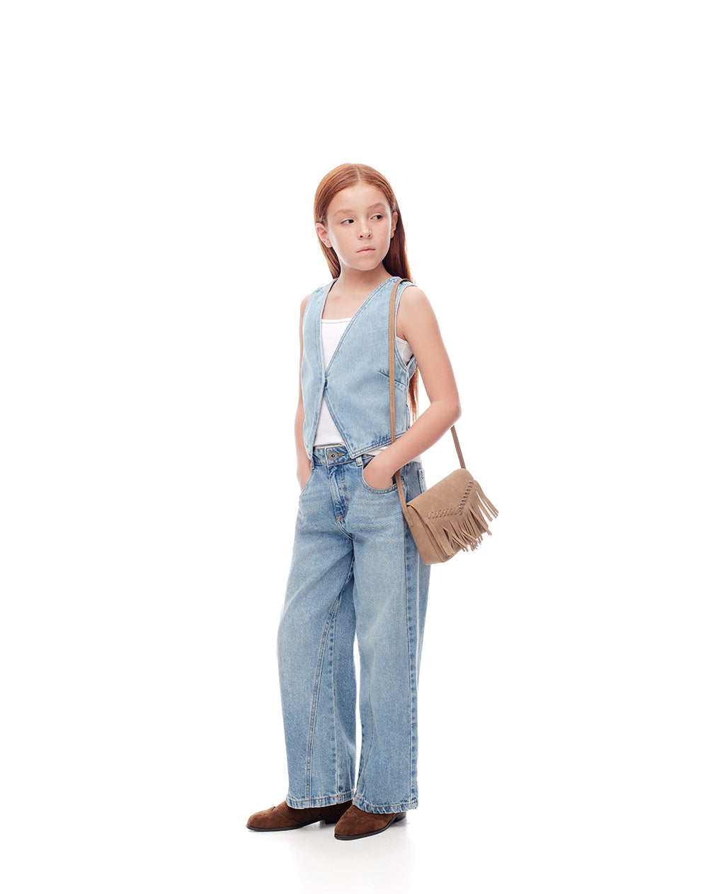 Chaleco regular fit sin capucha indigo medio
