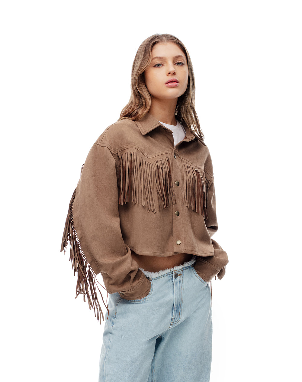 Chaqueta regular fit sin capucha arena