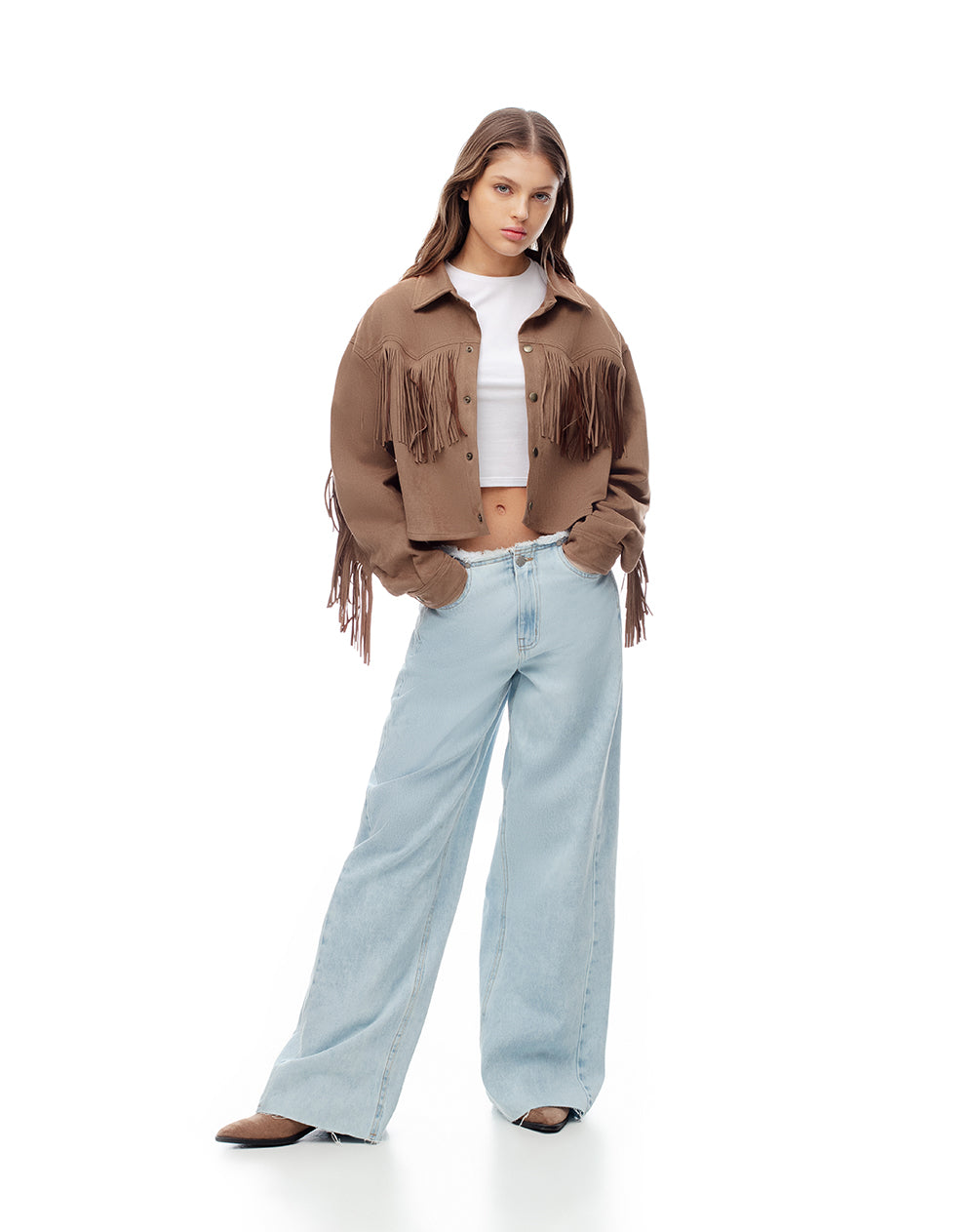 Chaqueta regular fit sin capucha arena