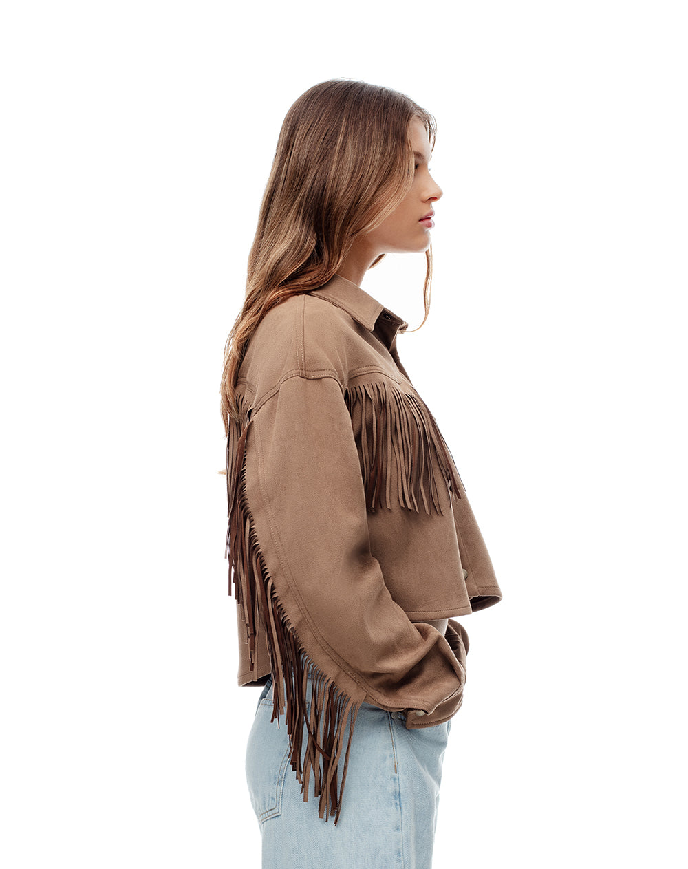 Chaqueta regular fit sin capucha arena
