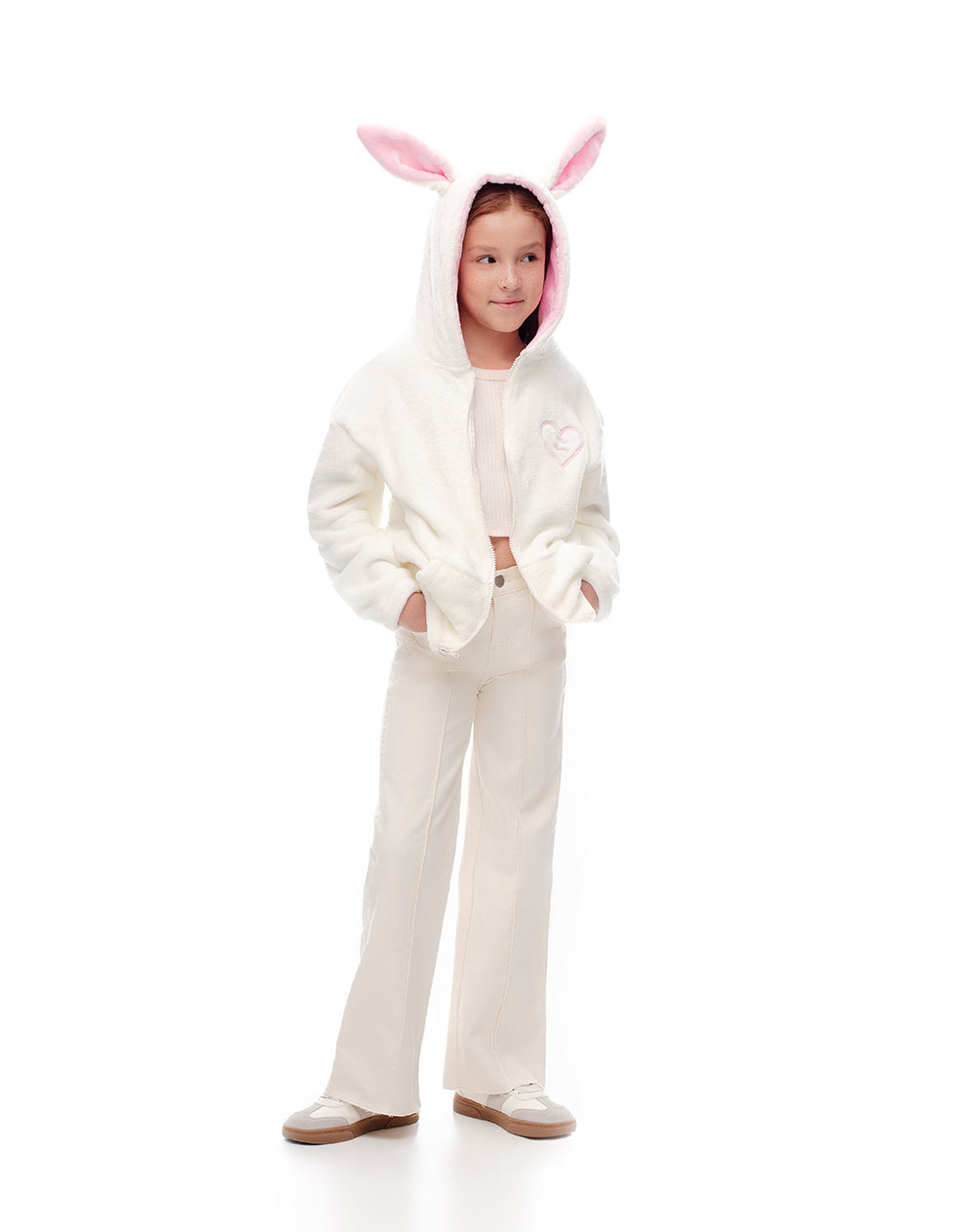 Buzo conejo halloween crema niña