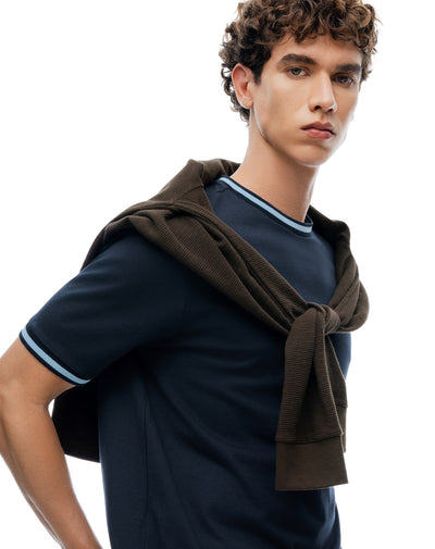 Camiseta regular manga corta azul hombre
