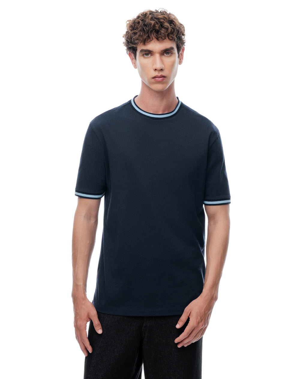 Camiseta regular manga corta azul hombre