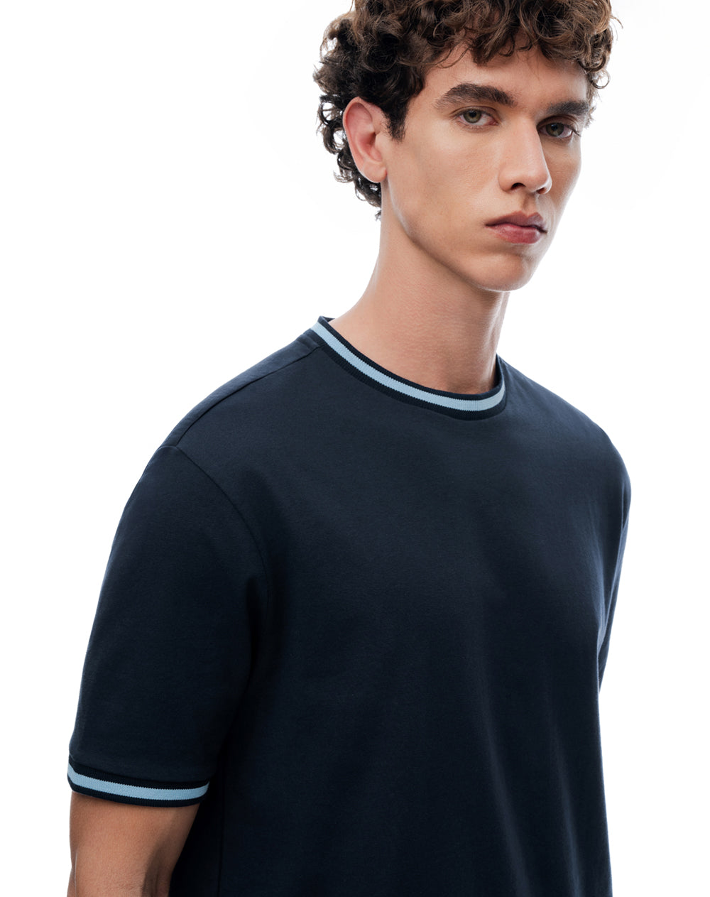Camiseta regular manga corta azul hombre