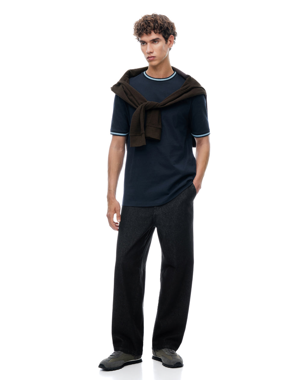Camiseta regular manga corta azul hombre