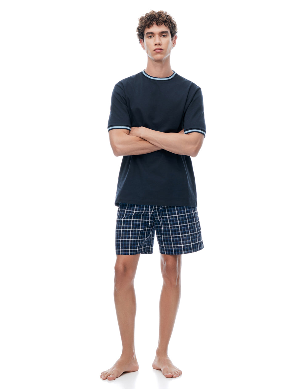 Camiseta regular manga corta azul hombre