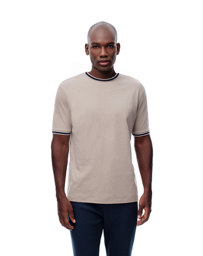 Camiseta regular fit manga corta taupe