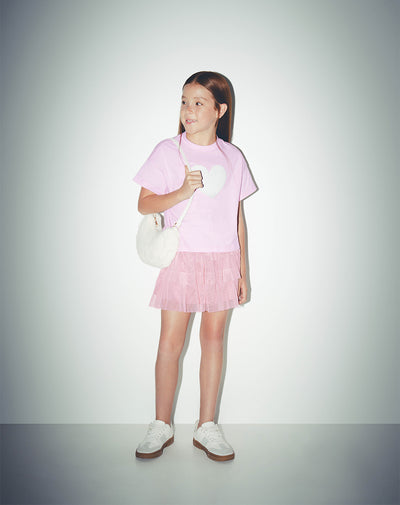 Falda tiro medio rosada niña