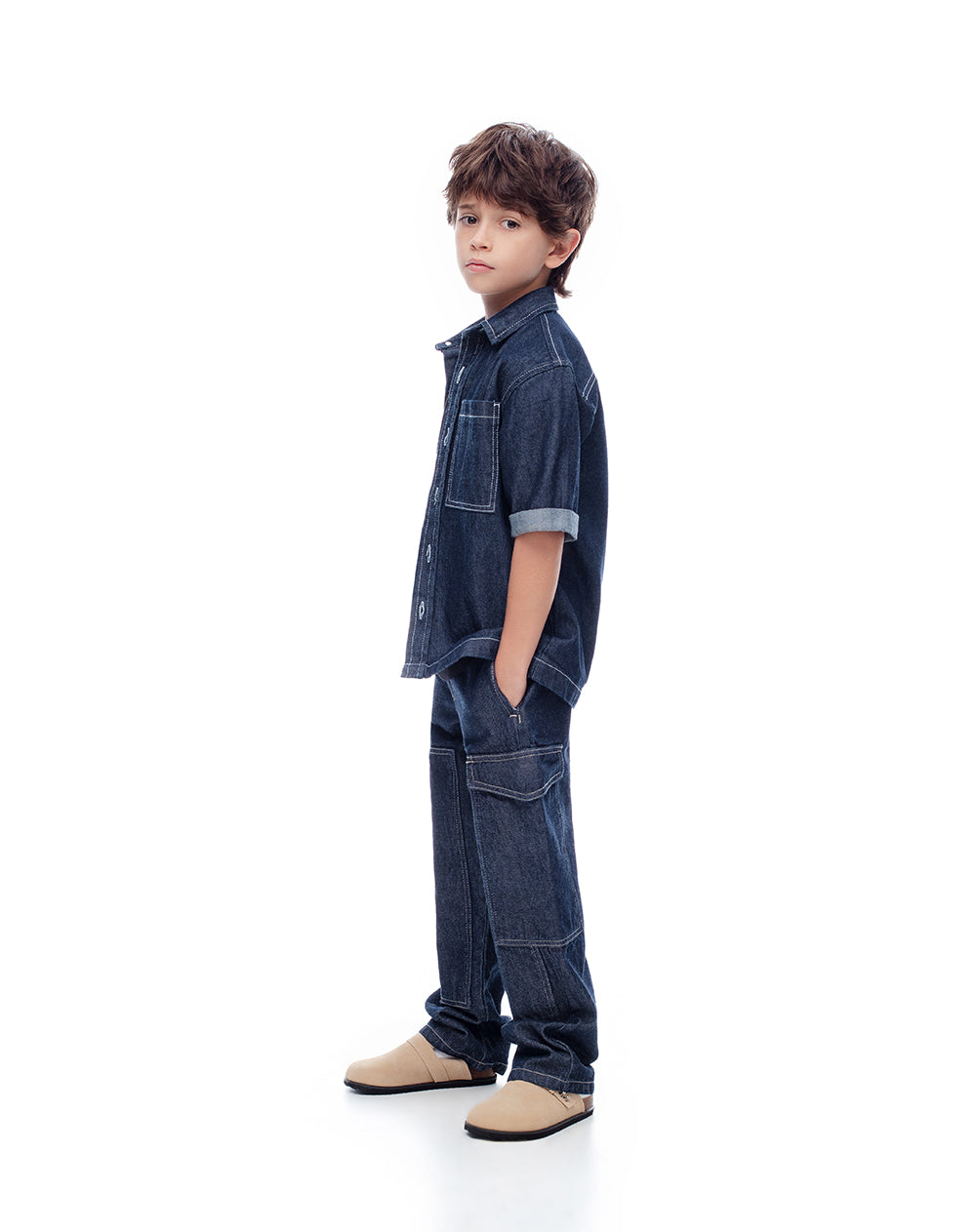 Jean regular tiro medio índigo oscuro niño