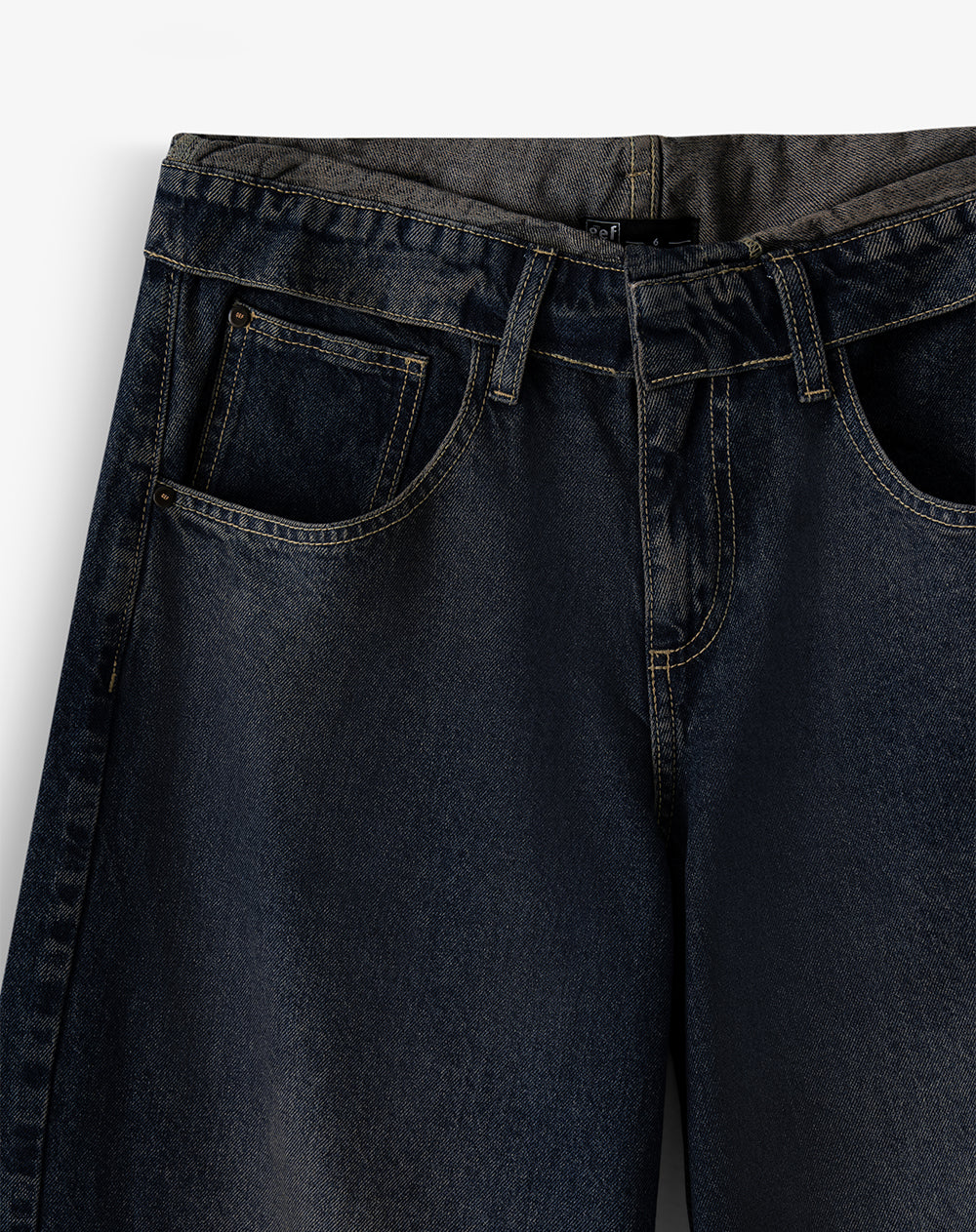 Jean wide leg tiro medio índigo oscuro mujer