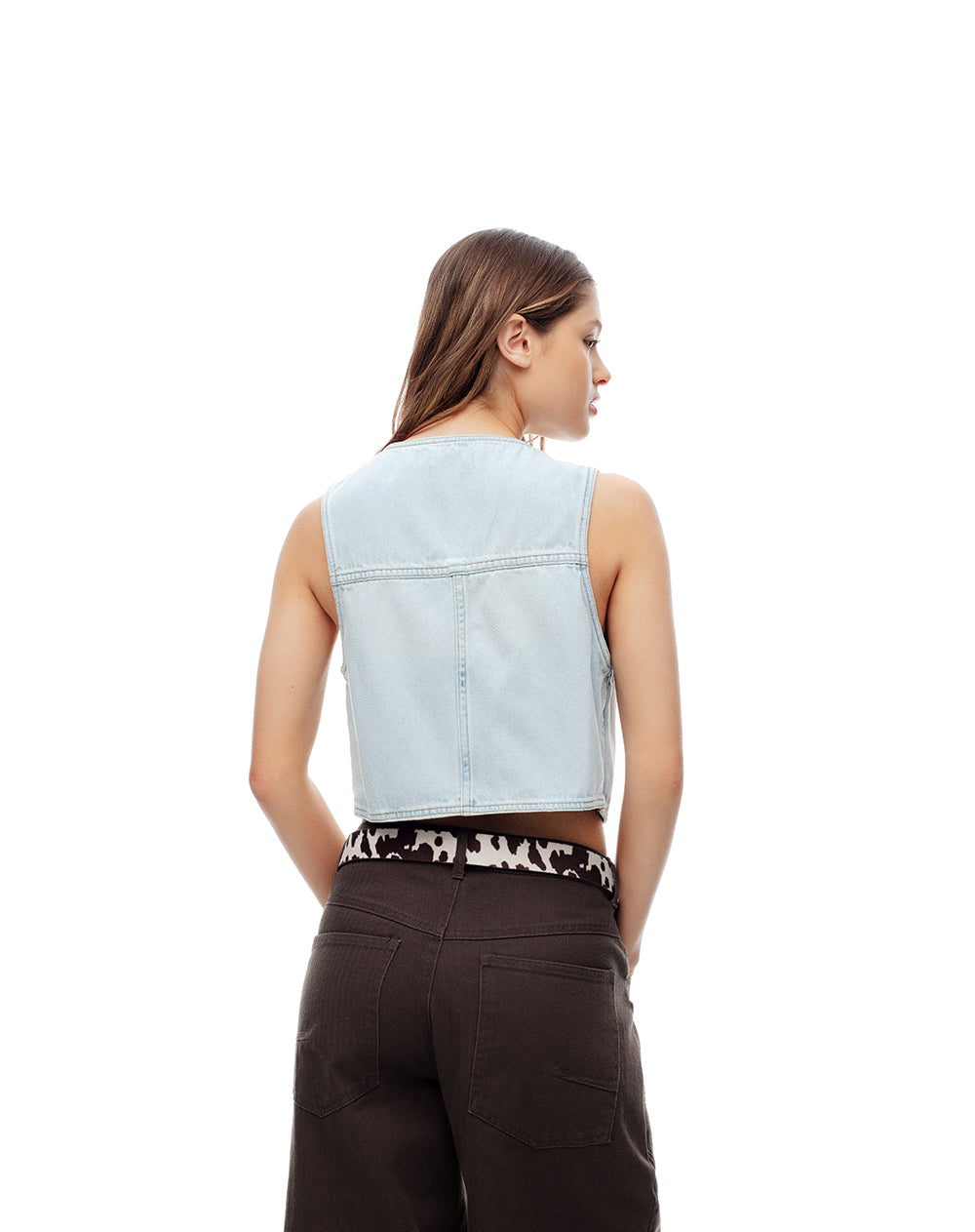 Chaleco relaxed fit sin capucha indigo claro