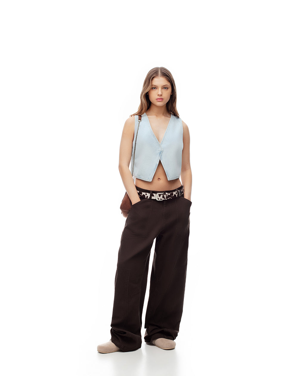 Chaleco relaxed fit sin capucha indigo claro