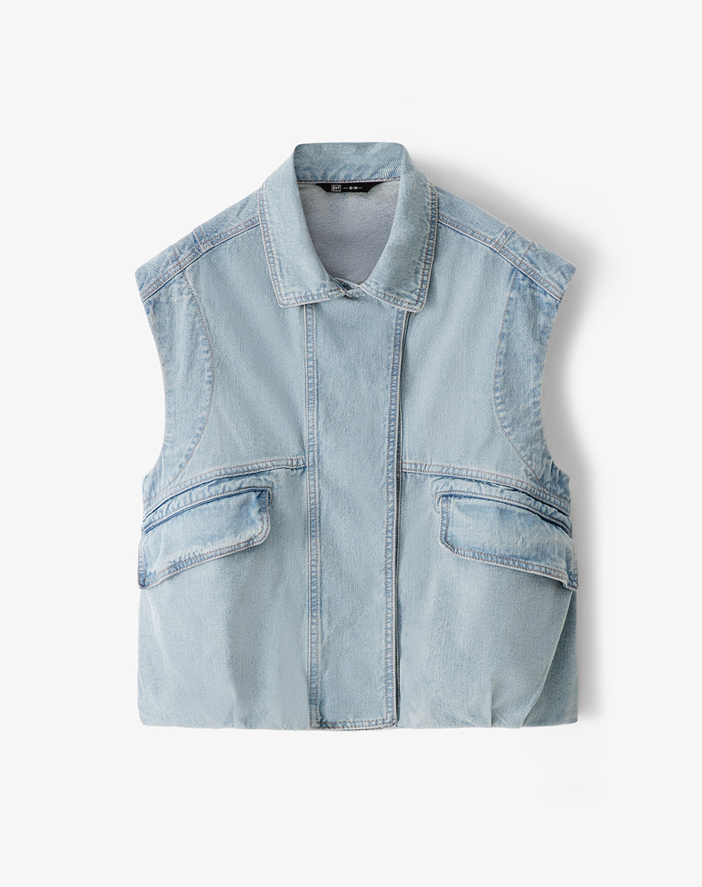 Chaleco denim oversize índigo medio mujer