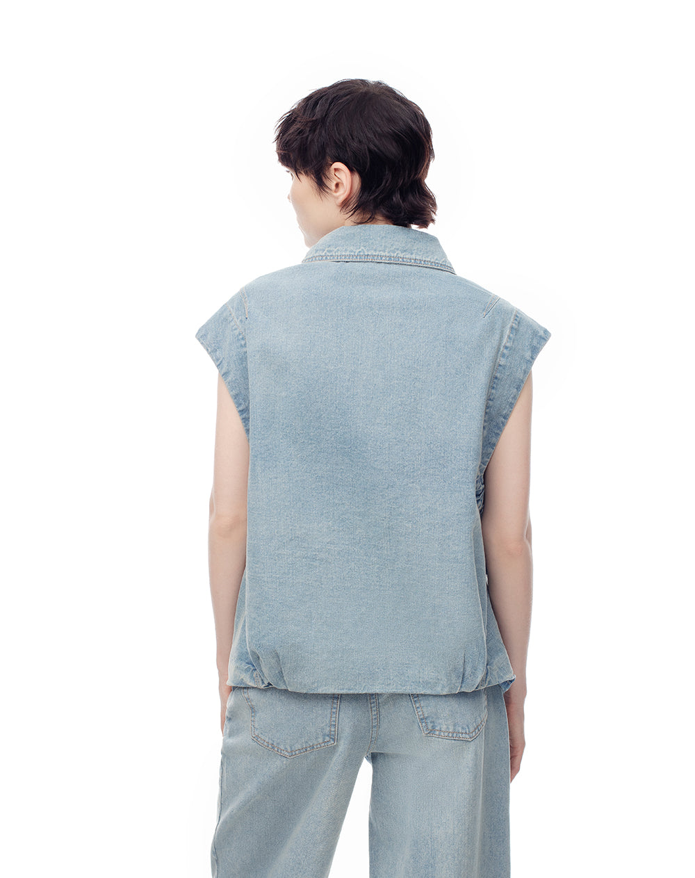 Chaleco denim oversize índigo medio mujer
