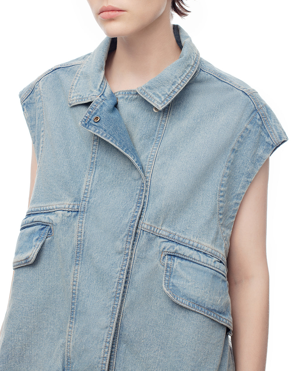 Chaleco denim oversize índigo medio mujer