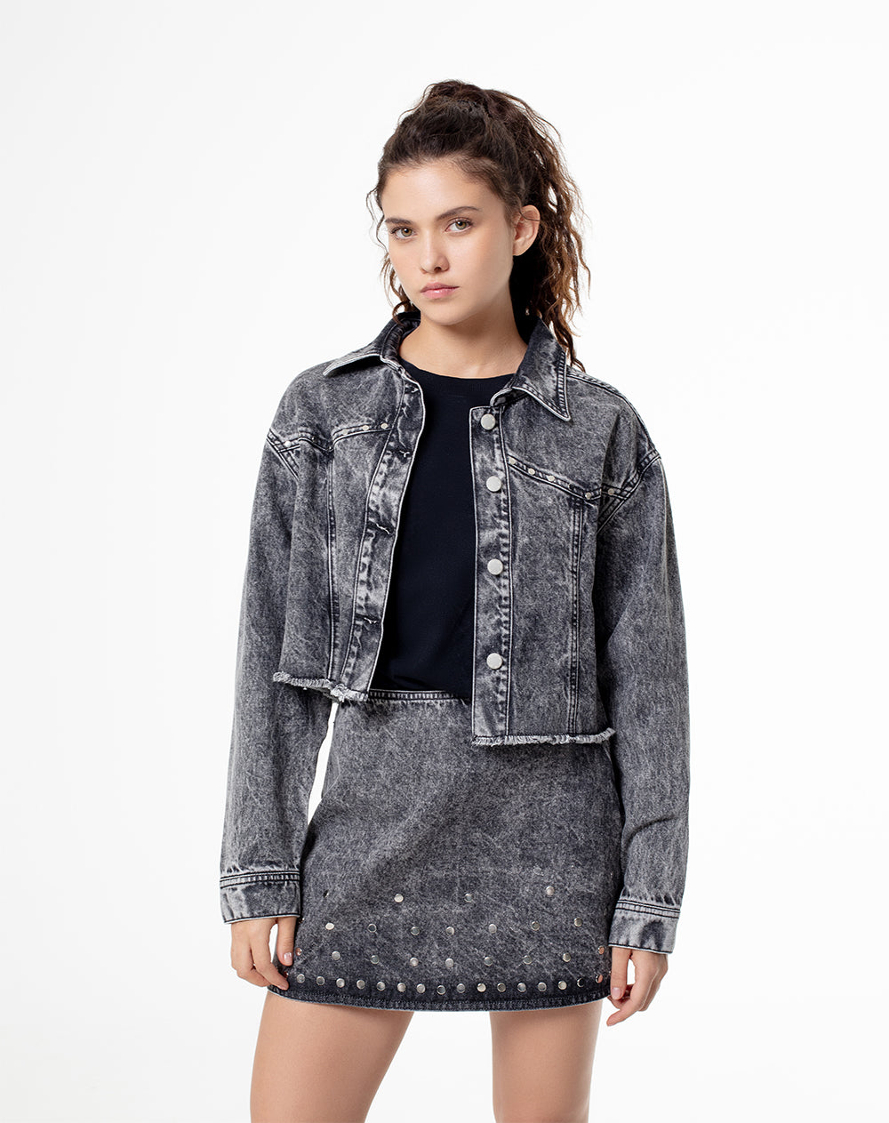 Chaqueta regular fit sin capucha denim gris