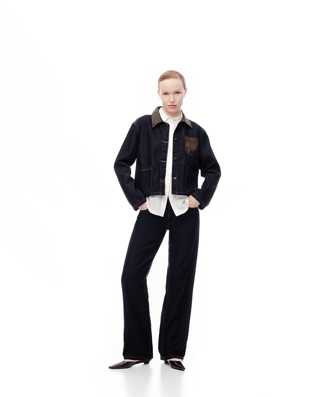 Jean regular fit tiro medio indigo oscuro
