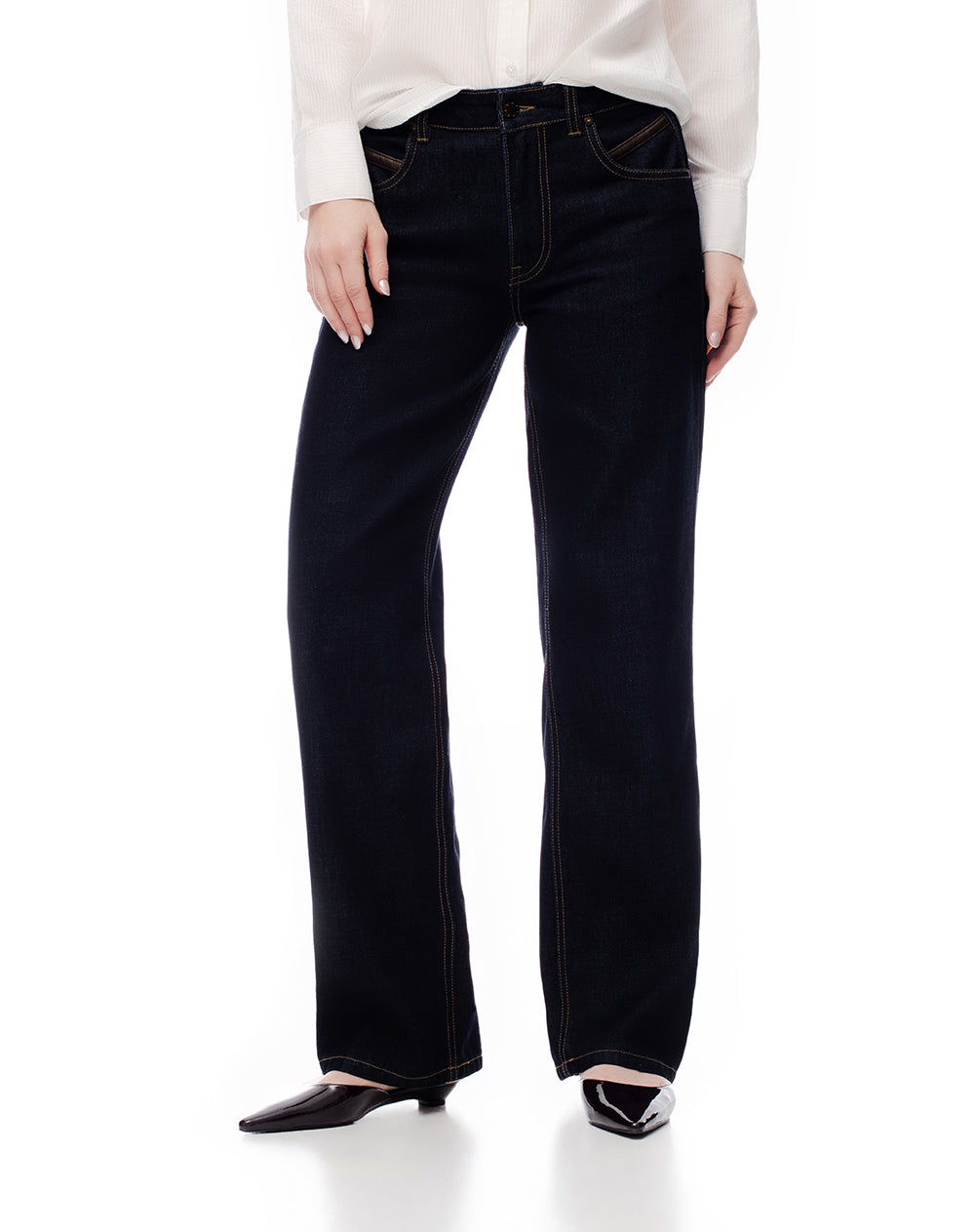 Jean regular fit tiro medio indigo oscuro