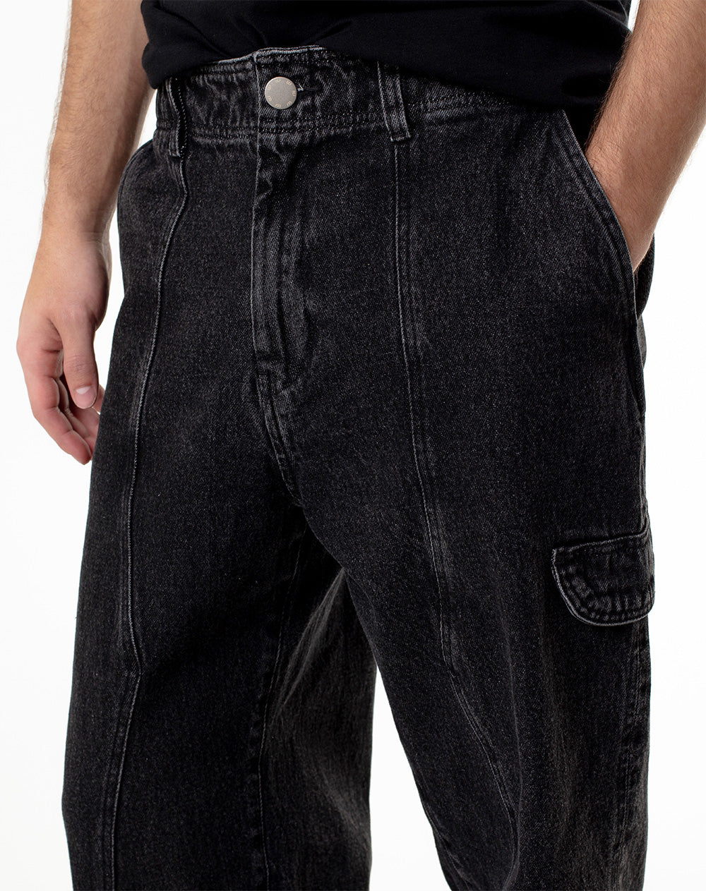 Jean loose fit tiro medio denim negro