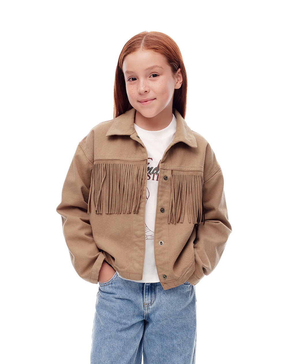 Chaqueta regular fit sin capucha denim habano