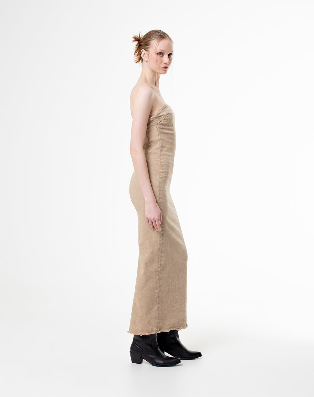 Vestido largo denim habano