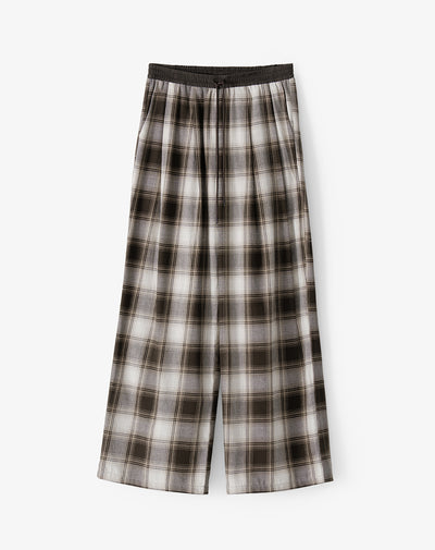 Pantalón tiro medio cuadros mujer