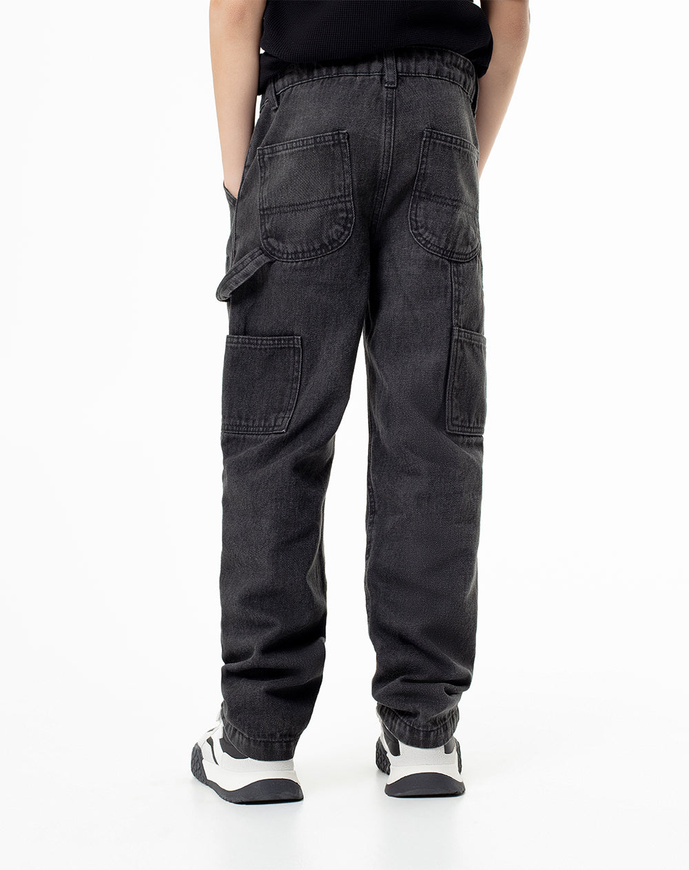 Jean regular fit tiro medio denim gris