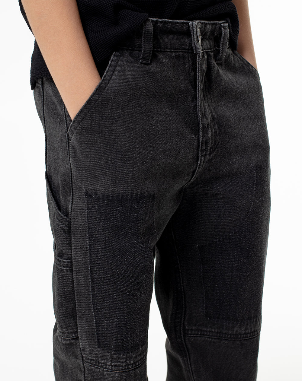 Jean regular fit tiro medio denim gris