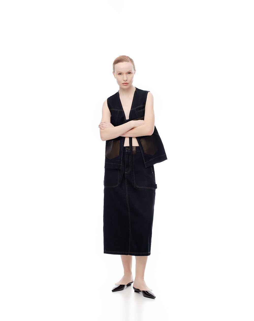 Falda mini tiro medio indigo oscuro