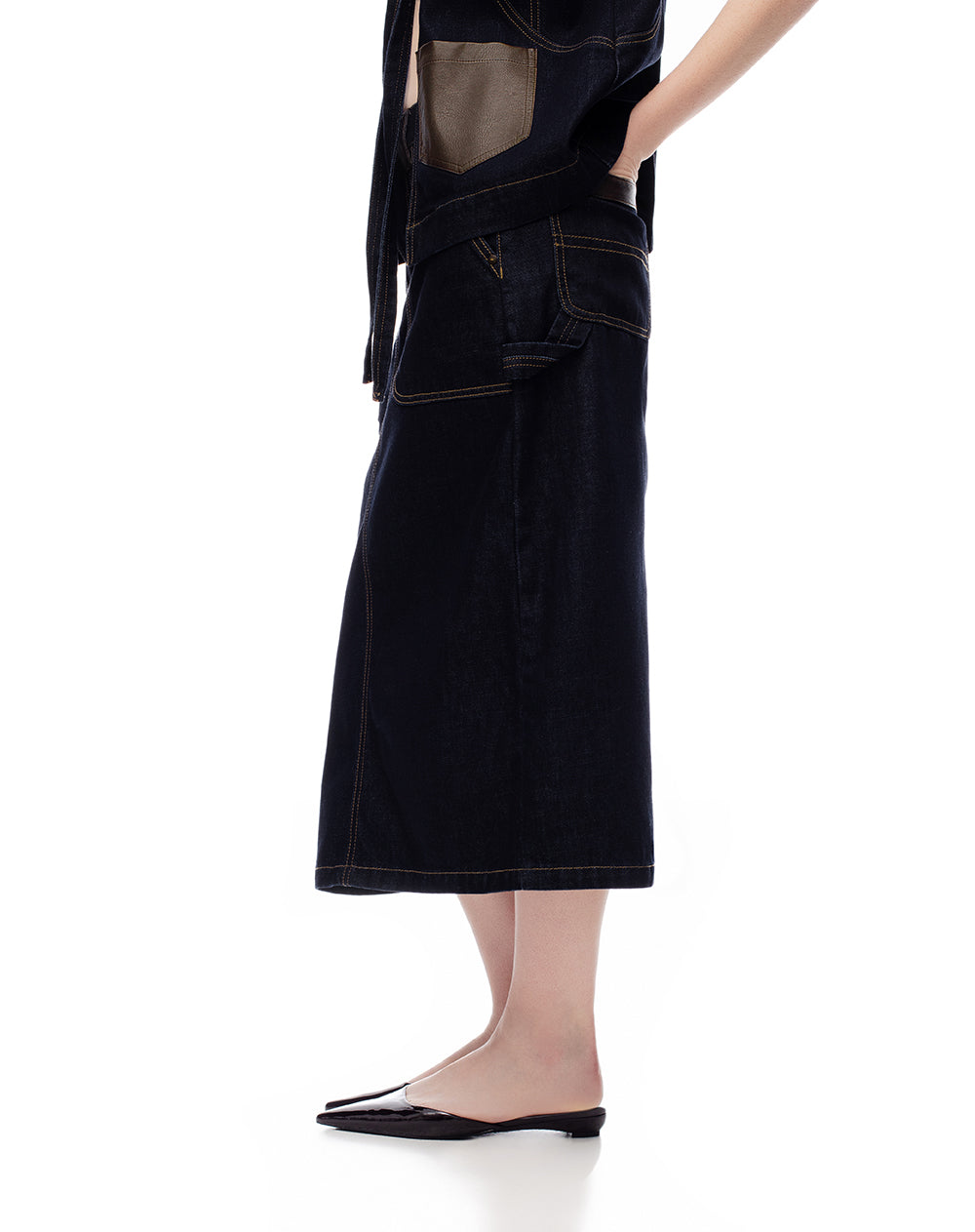 Falda mini tiro medio indigo oscuro