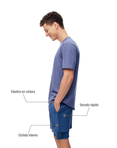 Pantaloneta deportiva ciclista interno azul hombre