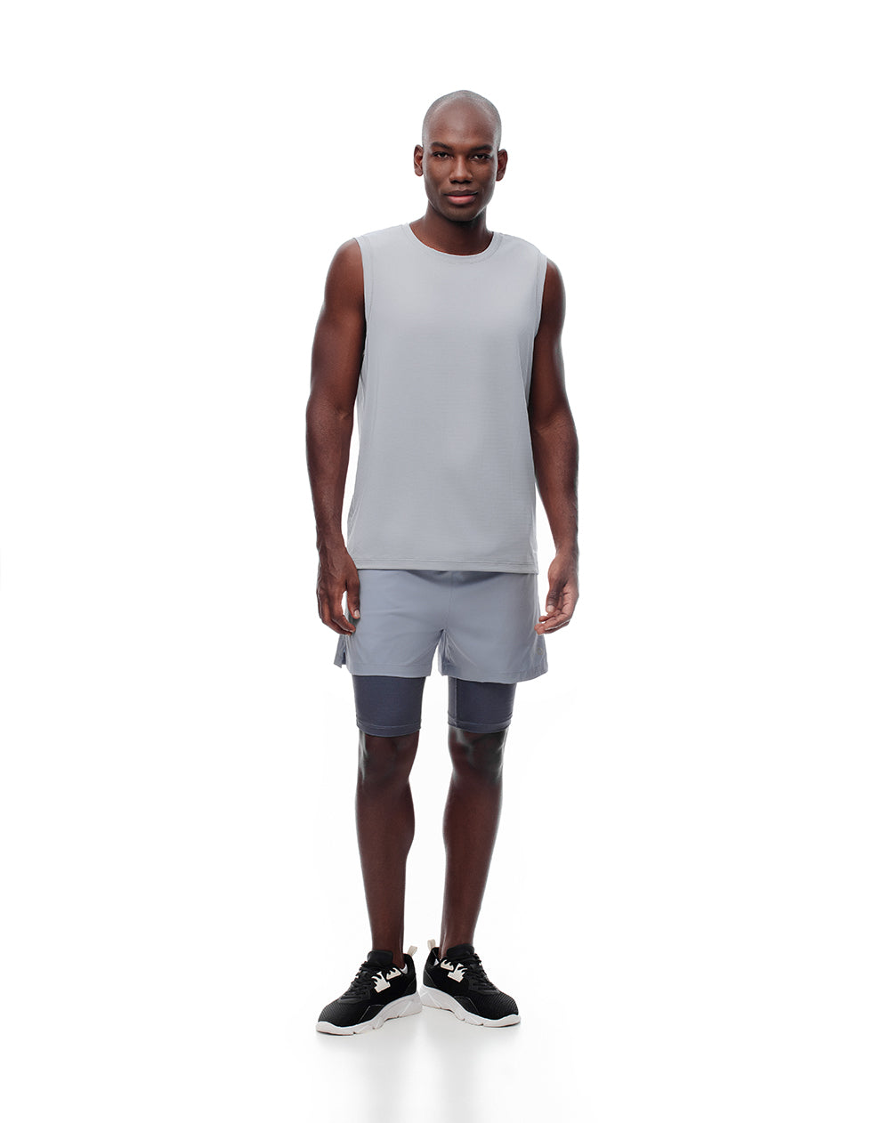 Short pantaloneta gris bloques