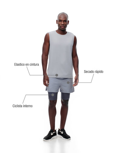 Pantaloneta deportiva ciclista interno gris hombre