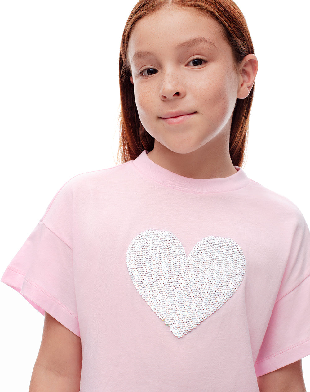 Camiseta relaxed fit manga corta rosada