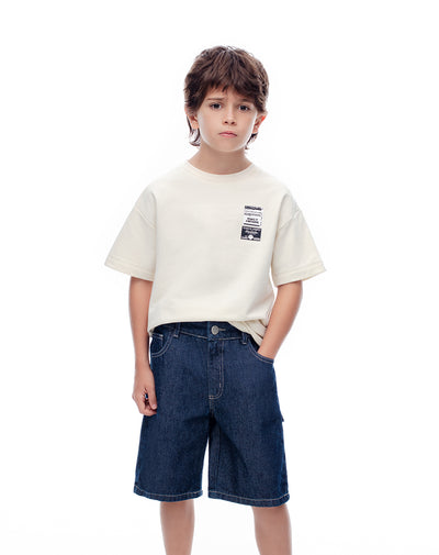 Bermuda denim regular índigo oscuro niño