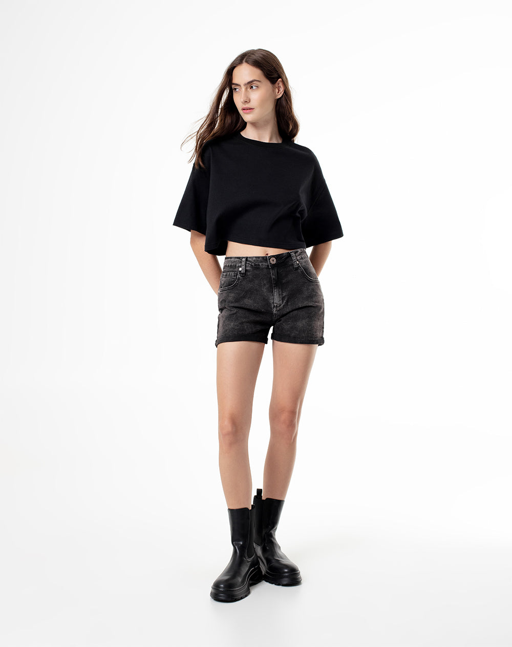 Short denim negro